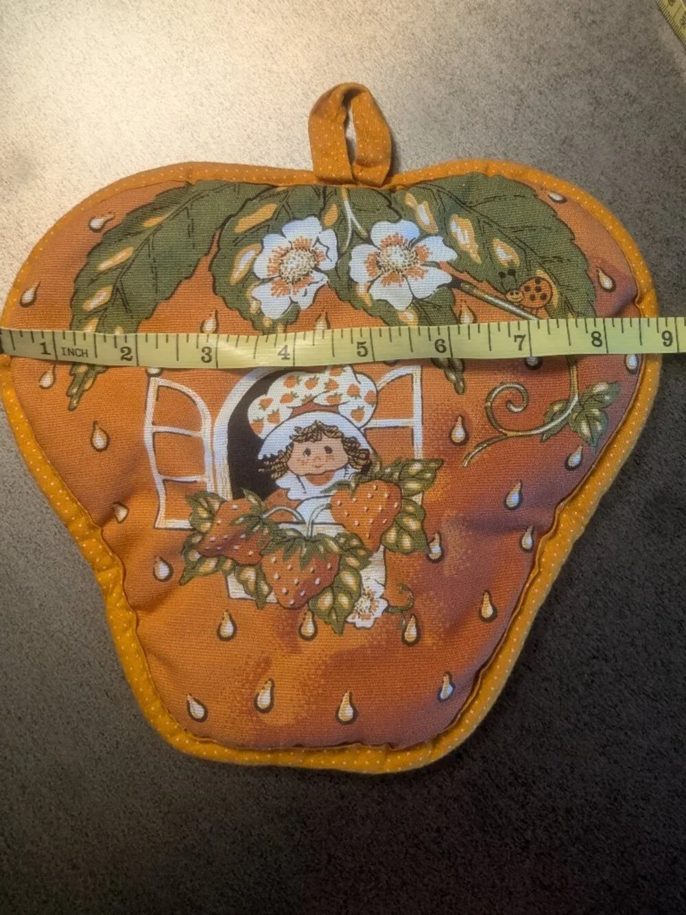 Vintage 1980 Strawberry Shortcake Orange Pot Holder / Hot Pad